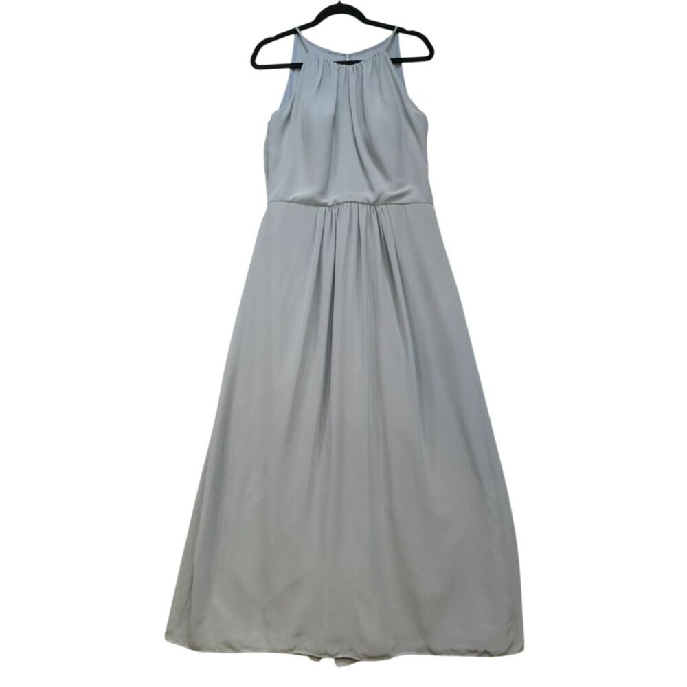 JB Womens Evening Formal Maxi Formal Dress Size 12 Gray Open Back
